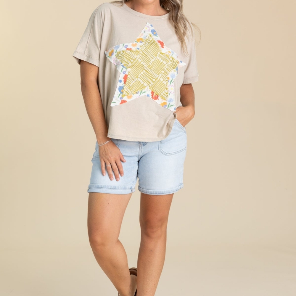 EASEL "The Star" Patch, Loose,  Lightweight Mineral Washed 100% Cotton Tee